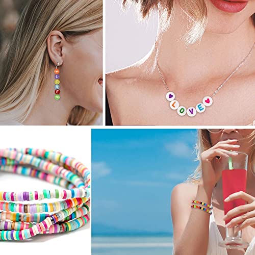 DRCUROTS 6000pcs Clay Beads for Bracelets Making 24 Colors 6mm Polymer Clay Beads with Letter Beads Pendant Charms Kit Heishi Beads for Jewelry Making Women Girls Birthday Christmas Gifts