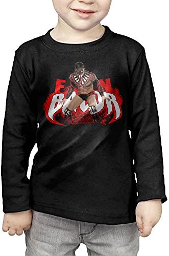 MHGJ Kid's Boy's & Girl's Wrestler Finn Balor Action Figure Long Sleeve Shirt 5-6 Toddler Black