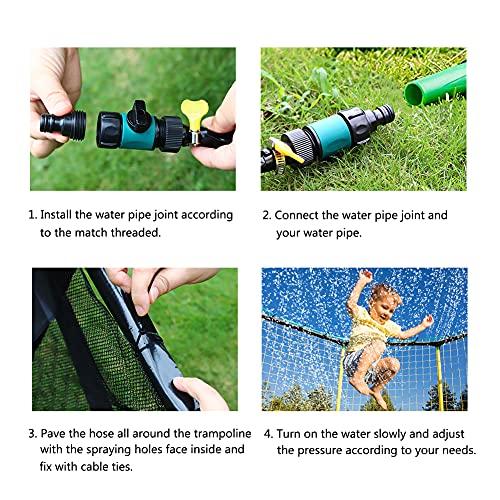 Blaward Trampoline Sprinkler, Outdoor Trampoline Sprinkler Waterpark Fun Summer Outdoor Water Games Yard Toys for Kids, Sprinklers Backyard Trampoline Accessories Water Park for Boys Girls 39 ft