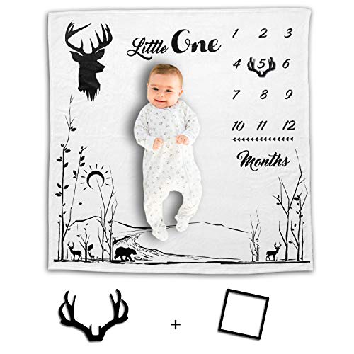 Rockabye Resources Baby Milestone Blanket – Best Photo Background with Monthly Chart for Infant’s First Year – Soft and…