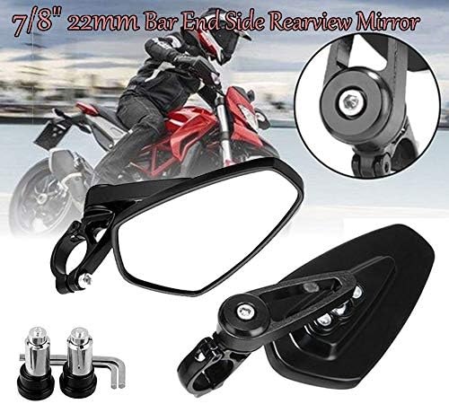 Motorcycle Mirrors 7/8" 22mm Bar End Mirrors Handlebar Rear View Fits Most Honda Grom, Yamaha, Kawasaki, KTM, Ducati, Suzuki and More