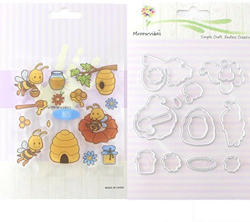 Mimgo Honey Bee Silicone Stamp+ Metal Cutting Dies Stencil For Scrapbook Album Decor