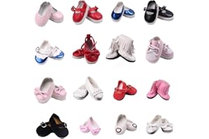 WYHTOYS 6 Pairs of Doll Shoes Include Boots Leather Shoes Fits 14 Inch American Girl Doll (A-Shoes)