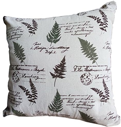 RedBeana Square Cotton Linen Pillow Case, Cushion Cover, Sofa Pillow Cover, Nordic leaves Print for Bedroom, Living Room (40X40CM / 45X45CM /50X50CM) (40X40CM, allover leaves print)