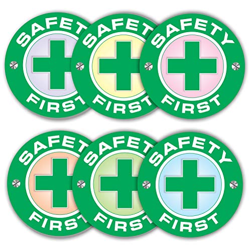 Safety First Stickers - (Pack of 120) 2" Large Laminated Vinyl Decals for Construction Hard Hat Motorcycle Welding Helmet Toolbox Labels