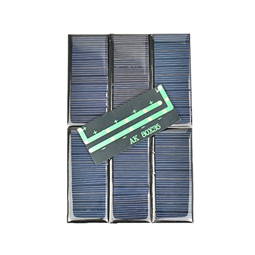 AOSHIKE 10Pcs 5V 60MA Epoxy Solar Panel Polycrystalline Solar Cell for Solar Battery Charger DIY 68x37MM/2.67x1.45inch (A)