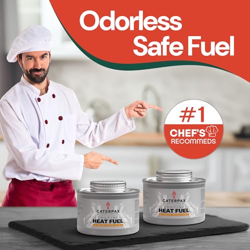 Caterpax - 24 Pack - 6 Hour Chafing Fuel Cans for Food Warmers & Chafing Buffet Trays – Odorless, Smokeless, Long Burn Wick, Easy Lighting, Liquid Fuel, Indoor Safe Buffet Fuel