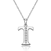 Gemschest Graduation Gifts Initial Necklace S925 Sterling Silver Jewelry Cubic Zirconia Letter Alphabet Phase Pendant Necklace Mother Day for Mom Women Ladies Teen 18" Chain