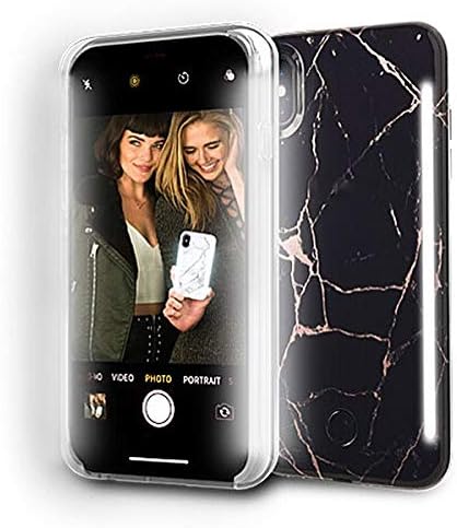 iTEMPOfy Dual Studio Lightning Black Metallic Gold Case | Front and Back Selfie Led Lighting Case | Variable Dimmer | Compatible with iPhone Xs/XS MAX (iPhone Xs)