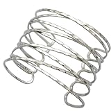 RechicGu Silver Tone Greek Roman Twisted Cross Cage Bracelet Armband Upper Arm Cuff Armlet Bridal