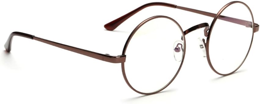 Littleduckling Unisex Retro Round Metal Frame Clear Lens Eyeglasses Vintage Geek Glasses Brown