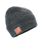 Tenergy Wireless Bluetooth Beanie Hat with Detachable Stereo Speakers & Microphone, Fleece-Lined Unisex Music Beanie for Outdoor Sports, Basic Knit (Charcoal)