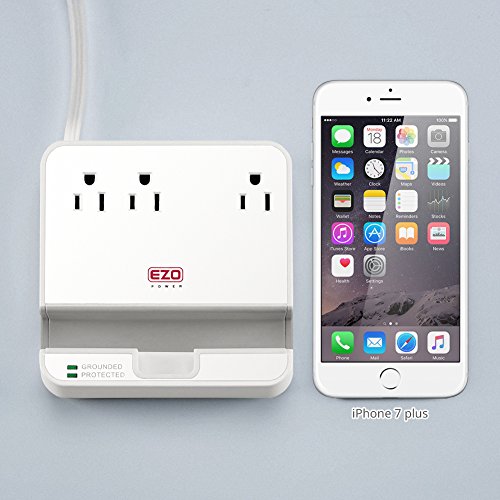 UL-LISTED-Charger-Station-EZOPower-Desktop-Charging-Power-Strip-Surge-Protector-with-3-AC-Outlets-3-USB-Port-63A-and-Built-in-Phone-Tablet-Holder-Stand-Slot-for-iPhone-iPad-Tablet-White