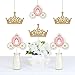 Big Dot of Happiness Little Princess Crown - Tiara & Carriage Decorations DIY Pink and Gold Princess Baby Shower or Birthday Party Essentials - Set of 20