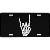 UEQIKI Front License Plate Skull Finger Love Vanity Plates Aluminum Metal Decorative Car Tag Novelty License Plate Cover for Men Women 6 * 12 in (4 Holes)
