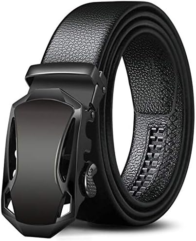 Men's Belt, PU Leather Belt for Men Black Belt with Alloy Automatic Buckle for Jeans Pants
