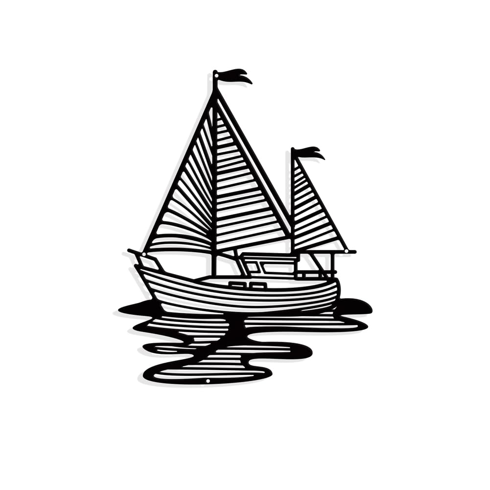 NBEADS Sailboat Metal Wall Art Decor, Matte Black Wall Hanging Decor Silhouette Wall Art for Home Bedroom Living Room Garden Hotel Office Wall Decoration, 25.91×20.82cm