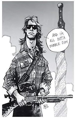 I have come here to chew bubble gum. Giclee print of They Live pencil drawing