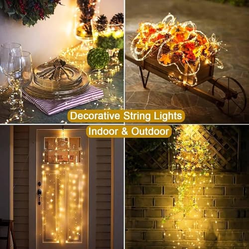 Joycome 2 m 400 LED Waterfall Lights with Plug, 8 Lighting Modes Light Chain, IP65 Waterproof Decorative String Lights for Christmas Garden Party Wedding (Warm White)
