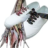 2.5cm Wide Fantastic Flat Shoelaces Fabric Ribbon Plaid Shoe Laces for Sneaker Sport Shoes