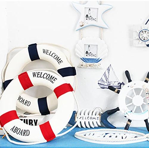 OKOK 2 Pcs 6 inches Welcome Cloth Decorative Life Ring, Buoy Home Wall Nautical Decor, (Red and Blue)