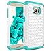 Galaxy S7 Case, RANZ Turquoise/ White Spot Diamond Studded Bling Crystal Rhinestone Dual Layer Hybrid Cover Silicone Rubber Skin Hard Case For Samsung Galaxy S7