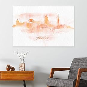 Impressionism Watercolor Style City Landscape of Hangzhou
