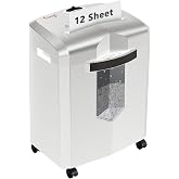 Bonsaii 12-Sheet P-4 Micro-Cut Shredder, 60-Min Continuous Use, Shreds Paper, Credit Cards &amp; CDs, 4.2-Gal Transparent Bin, Mobile Casters &ndash; Black