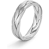 Dankadi Women & Men 925 Sterling Silver Stripe Ring - Fashion Simple 5 MM Ring 5-12# Couples Jewelry For Him Her Gift in a Pretty Gift Box