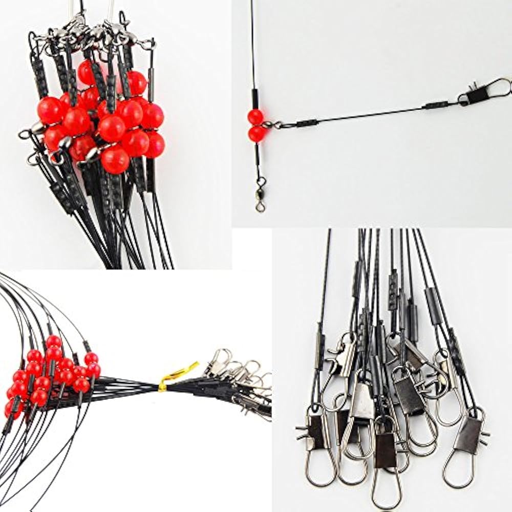 12pcs HighStrength Stainless Steel Fishing Rigs Black Wire Leaders