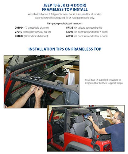 Sierra Offroad 2007-2018 Jeep Wrangler 4DR, Frameless JK Soft Top, 40 mil Press Polish Windows