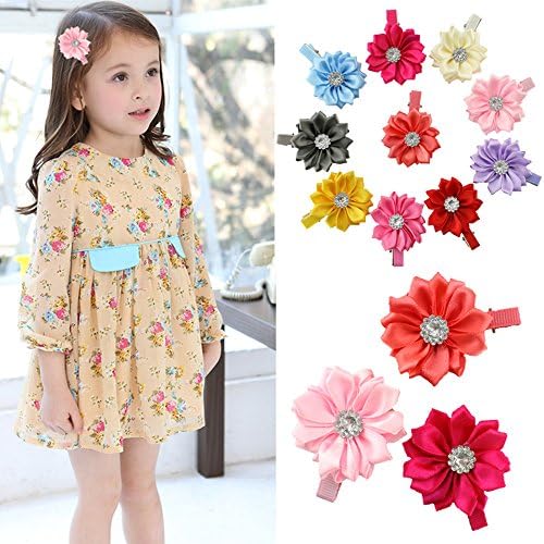 Toddlers Baby Girls Kids Teens Hair Bows Alligator Clips Flower Barrettes