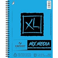 Canson XL Series Mix Media Paper Pad, Heavyweight, Fine Texture, Heavy Sizing for Wet and Dry Media, Side Wire Bound, 98 Pound, 7 x 10 Inch, 60 Sheets - 100510926