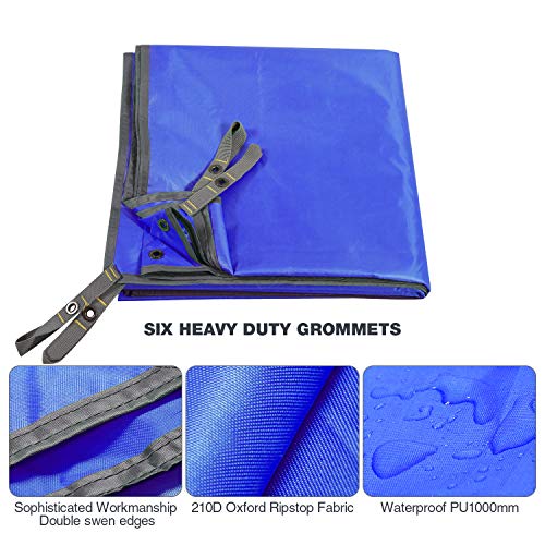 REDCAMP Large Waterproof Camping Tarp Lightweight, Multifunctional Insulated Tent Footprint for Camping Hiking Backpacking, Blue 106''x82'' - Thumbnail 5