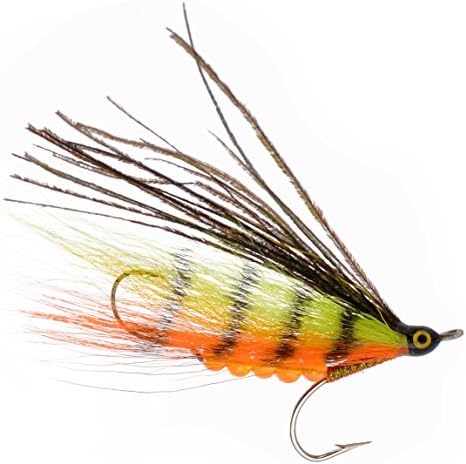 PEETZ Outdoors Fire Tiger 4-Inch Pro Grade McFly Fly Fishing Lure | Deceiver Streamer Bucktail Clouser Wet Freshwater Saltwater | Pike Bass Perch Walleye Salmon Trout Dorado Tarpin Bonefish