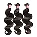 Jolia Hair Brazilian Body Wave Human Hair 3 Bundles 12 14 16 inch - Cuticle Aligned Heat Friendly - 8A Unprocessed Virgin Wavy Hair Weave Natural Black Can be Dyed
