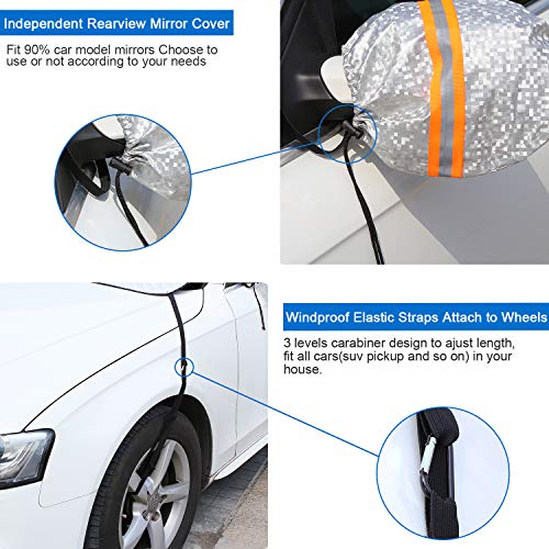 GAMURRY Windshield Cover Set for Ice and Snow for Car, Car Windshield Snow Cover Ice Removal Sun Shade for Winter Protection with Separate Rearview Mirror Cover for Most Cars, Trucks, SUVs, MPVs
