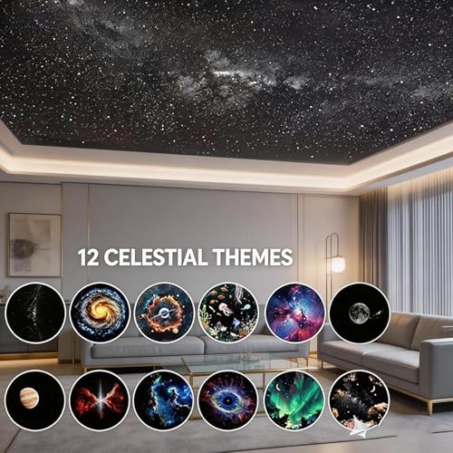 2-in-1 Starry Night Light Projector, Starry Night Light Projector with Multiple Projection Films, USB Powered and Portable Galaxy Projector for Bedroom, Warm and Soft Light (White)