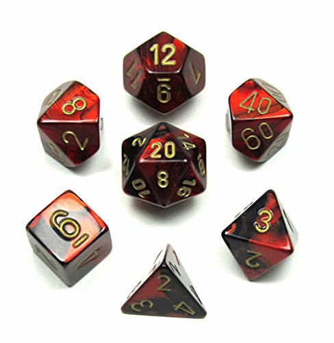 Chessex CHX26433 Dice, Gemini Black-Red/Gold