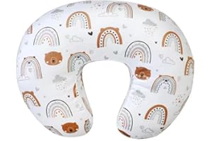iEvolve Minky Nursing Pillow Cover Breast Feeding Pillow Cover Slipcover U Shape for Baby Boy Girl,Cover Only(RainbowBear)