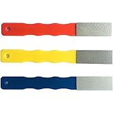 DMD Diamond Knife Sharpener Hone Kit Mini Portable,3Grits #220/400/600-3pcs | Color Coded Red/Yellow/Blue, Flat Hand File Knife sharpener,Home, Kitchen, Garden, Camping, Rust &amp; Residue Removal