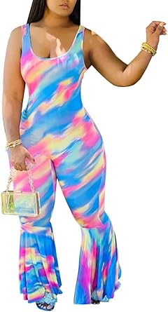 tie dye bell bottom jumpsuit