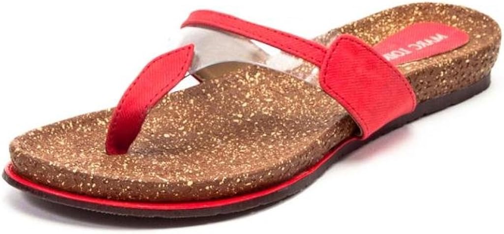 Amazon.com | Marc Loire Women's Faux Leather Flat Red Sandals 41EU | Flats