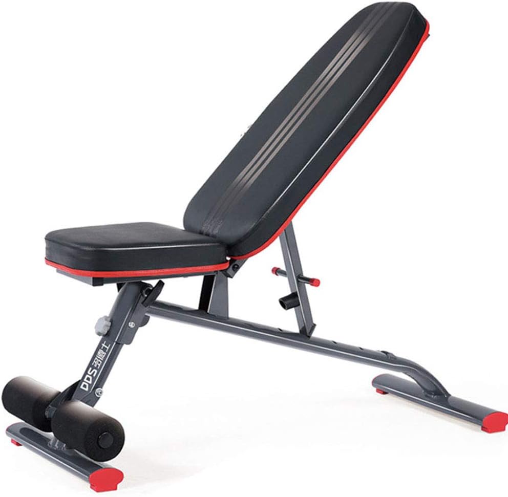 GYC Collapsible Adjustable Fitness Training Workout Bench Incline, Foldable Weight Bench Decline, Fitness Exercise Strength Training Leg Fixation 6 Incline Dumbbells Resistance Bands
