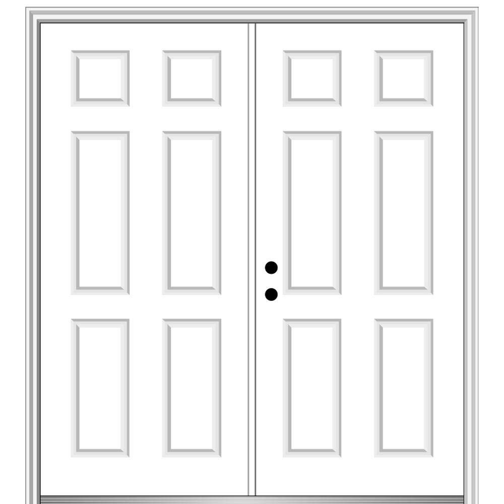 National Door Company, Exterior Double Door, Steel, 64" x 80", 6Panel