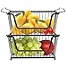 MyGift Stackable Black Metal Pantry Organizer Basket - Space Saving Home and Kitchen Storage Bin Solution