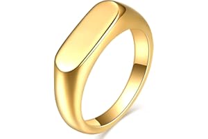 MYNENEY Stainless Steel Square Shape Signet Style Classical Simple Plain Wedding Engagement Statement Ring