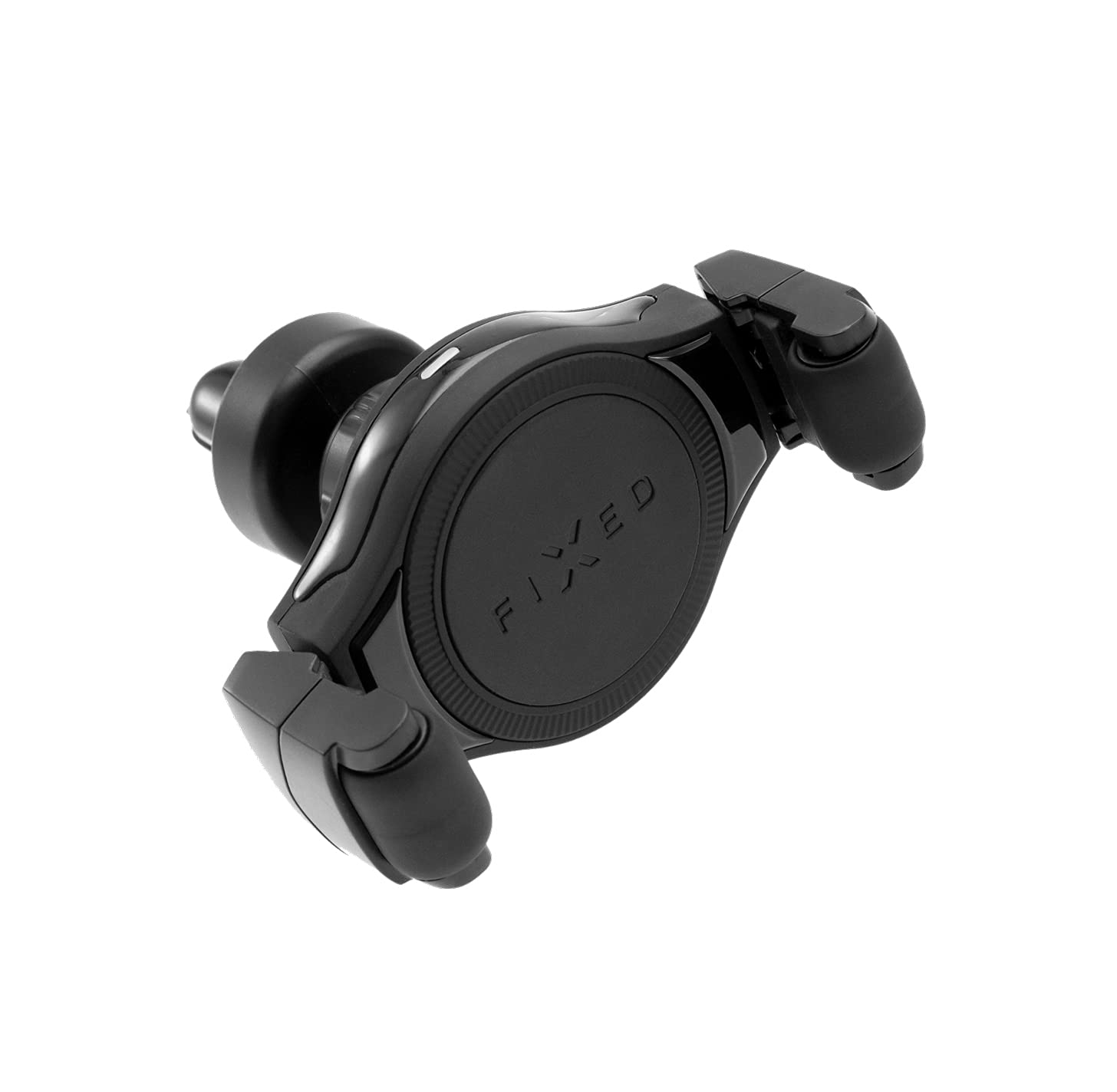 FIXED Roll Car Phone Holder Wireless Charger – QI Charge Mobile Phone Holder for Car – Universal Holder with Swivel Joint and Micro USB Cable – Secure Sliding Clamps – Compatible with Cases