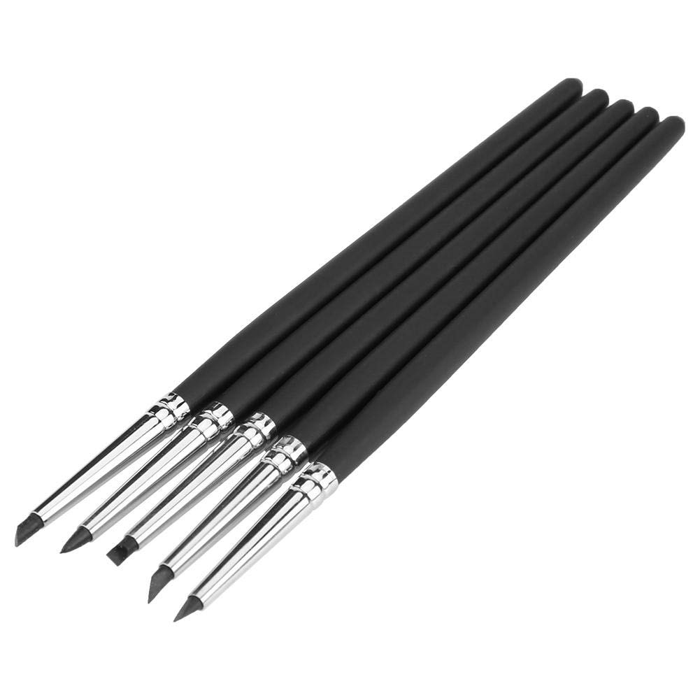 5pcs/Set Clay Pottery Pen Clay Moulding Pen Silicone Soft Head DIY Modeling Dotting Sculpture Carving Craft Tool(Black)