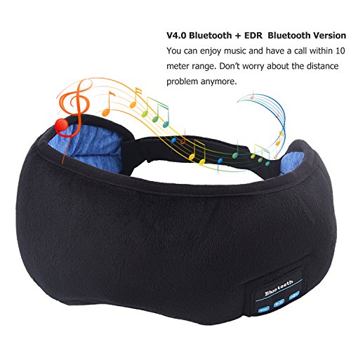 Bluetooth Sleeping Eye Mask Headphones, Bluetooth Sleep Eye Shades, Wellerly Bluetooth V4.2 Wireless Eye Cover Built-in Speakers Microphone Adjustable Washable Travel Headsets for Men and Women